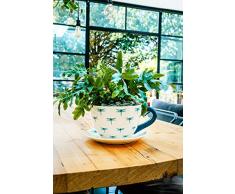 Ivyline Pot de Fleurs, CÃ©ramique, Blanc/Bleu Sarcelle, Taille Unique