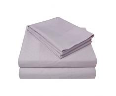 Superior - Ensemble de Drap de lit, 198 x 203 cm, Pois suisses, Coton, Couche Simple, 400 Fils au Pouce carrÃ©, Lilas