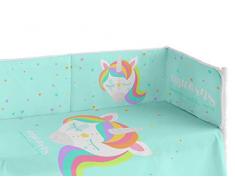 Pooch Unicorn Protecteur de Berceau, Extérieurâ¯: 100% Coton Intérieurâ¯: Fibre Creuse siliconée, Vert, 60Â