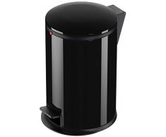 Hailo 0517-060 Poubelle de Salle de Bain à Pédale, Acier Inoxydable, Noir, 27 x 34,7 x 43 cm