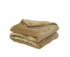 Couverture Polaire Polyester Beige 180 x 220 cm - POYET MOTTE - Gamme MICROFLANELLE