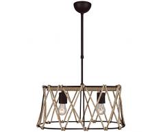 Homemania 1364-72-12 Suspension Fune, Lustre, Pendant, LumiÃ¨re, Brun en mÃ©tal, Corde, 28 x 45 x 75 cm