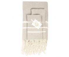 Moorish Idol - Ensemble de Serviettes Salle de Bain- 100cm x 200cm- Taupe Clair/Blanc
