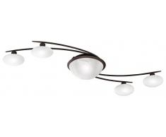 TRIO, Plafonnier, Lentin incl. 6 x Halogène 230V,G9,28,0 Watt,2800K,370 Lm. Verre mat, Albâtre, Corps: metal, Rouille L:110,0cm, L:46,0cm, H:13,0cm IP20,Convient pour variateur externe