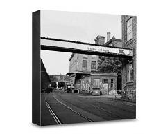COGNOSCO HG-L108 Tableau Mural en Bois avec Photo darchitecture Leipzig en Coton et Bois Blanc/Noir/Blanc 15 x 15 cm