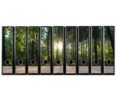 codiarts. Etiquettes Ã design pour 9 classeurs A4 Ã dos large - Motif : Rayons de soleil dans la forÃªt verte - DÃ©frichement de la forÃªt - autocollants, Ã©tiquettes, autocollants pour dos de dossier