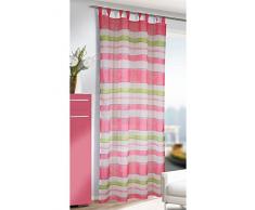 HomeMaison Voilage Rayé à Passants, Polyester, Rose, 245x135 cm