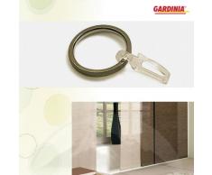 GARDINIA Anneau pour Tringle Ã Rideau de 20 mm de DiamÃ¨tre, Insert Coulissant et Crochet Pliant Inclus, 6 PiÃ¨ces, SÃ©rie Chicago, Largeur 4 mm, MÃ©tal, Titan