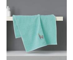 douceur dintérieur serviette de toilette 50x90 cm eponge brodee lamalima vert deau