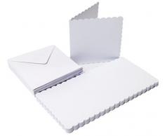 The Paper Palace Le Palais de Papier 50 Cartes et enveloppes de festonné 12,7 x 12,7 cm, Blanc