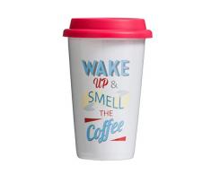 Premier RÃ©veil Thermique Tasse de Voyage avec Couvercle en Silicone en Porcelaine, Multicolore, 330Â ML