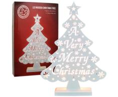 The Benross Christmas Workshop Sapin de Noël lumineux en bois « A very merry Christmas, à piles