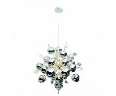 Naeve Leuchten Suspension, Métal, verre., argenté, 65 x 150 cm, G4