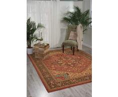 Nourison Living Treasures LI01 Tapis rectangulaire Beige, 100 % Laine, Orange, 76cm x 126cm