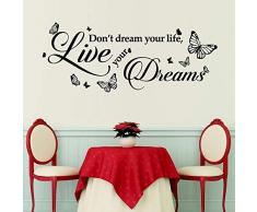 Walplus Autocollant Mural Rêve Citation Amovible Auto-Adhésif Mural Art Stickers Vinyle Maison Décoration DIY Salon Chambre Bureau Décor Peint Enfants Chambre Cadeau, Noir
