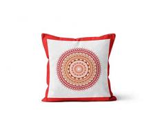 Soleil docre Mandala Coussin décoratif, Coton, Orange, 40 x 40 cm