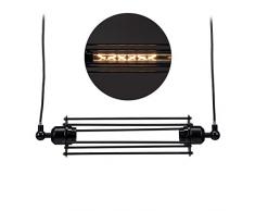 Relaxdays 10028389 Lampe suspension style fer forgé, Cage en look retro, métal, Abat-jour ouvert E27, réglable, noir, plastique, 1 élément