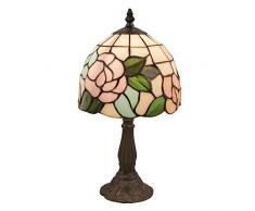 Lumilamp 5LL-5943 Tiffany Lampe de Table en Verre coloré avec Motif Floral 20 x 36 cm