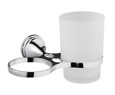 Bisk One Gamme Gobelet et Support en Aluminium, Zinc et Acier Inoxydable, Chrome, 15Â x 11Â x 9.5Â cm