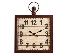 Premier Housewares Horloge Murale, Verre/Fer/MDF/Papier, Rouge