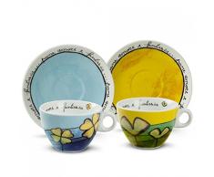 Egan paf12/1Â C Set de Tasses Ã Cappuccino, Porcelaine, Bleu/Vert, 4Â unitÃ©s