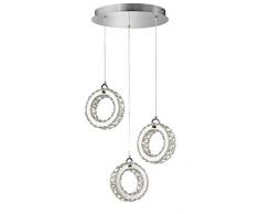 WOFI Lampe dintérieur, salon, pendulaire, suspension, lampe suspendue, lampe suspendue, cristal, chromé, élégant plastique 16 W