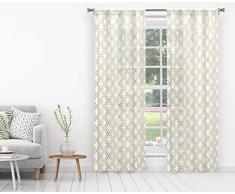 Home Maison Medallion Rideau occultant 37 x 96 po (2 pièces) Blush, Blanc/argenté., 38x96 (2 Pieces)