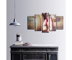 Bonamaison DÃ©coration Murale Ensemble de 5 Impression sur Toile, Dimensions: 100 x 60 Cm - ConÃ§u et fabriquÃ© en Turquie