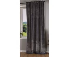 Gardinenbox Milano Rideau occultant occultant en Velours avec Passants et Passants occultants et liserés 100% Polyester Gris 280 x 135 cm