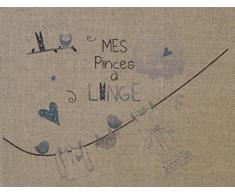 La Boîte à Broder COU014GLE Coupon Imprimé Mes Pinces à Linge Lin Ecru/Gris