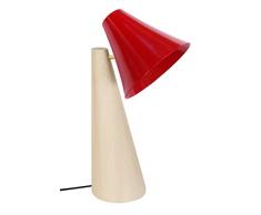 Tosel 90251 Lampe Bureau 1 Lumière, Bois/, E14, 40 W, Rouge, 25 x 42 cm