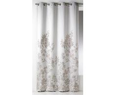 HomeMaison Rideau Jaquard - Oeillets Ronds Argent, Polyester, Gris, 1x140x260 cm