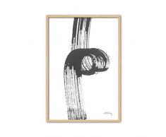 CUADRIMAN Abstrait Tableau Encre III, Bois, Blanc et Noir, 62Â x 42Â cm