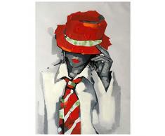 Legendarte Tableau, Impression sur Toile - Fille Au Chapeau Et Cravate - cm. 60x80