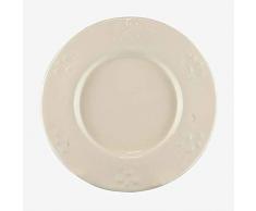 Better & Best Flor Plat Ã pain en mÃ©tal Ã©maillÃ© rond dÃ©corÃ© de fleurs de lys Blanc 14,5 x 14,5 cm