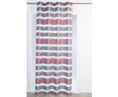 HomeMaison Nice Voilage Rayures Horizontales, Polyester, Bordeaux, 240x140 cm