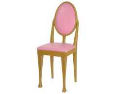 High Street Design Lot de 6 chaises de salle à manger en bois de hêtre avec pieds Nuovo et rose simili cuir Coussins