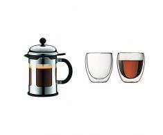 Bodum 11171-16 New-Chambord CafetiÃ¨re Ã Piston / Bec Verseur 4 Tasses / 0,5 L + Set de 2 verres Pavina 25 cl