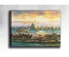 Bonamaison Peinture sur toile, multicolore, 70 x 100 cm - ConÃ§u et fabriquÃ© en Turquie