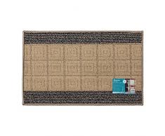 JVL Palmero Lavable en Machine Envers en Latex rayÃ© Paillasson, Beige/Noir, 80 x 50 x 0.5 cm
