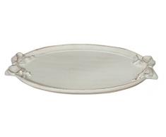 Biscottini Plateau ovale en bois finition blanc vieilli L53 x P36 x H5 cm FabriquÃ© en Italie