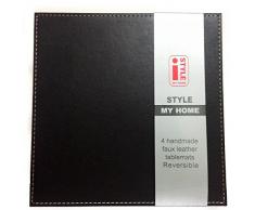 I Style rÃ©versible en Imitation Cuir Sets de Table avec Bordure Point, en Plastique, Chocolat/crÃ¨me, Lot de 4