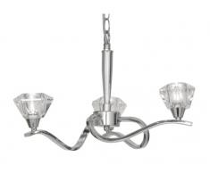 Oaks Lighting Freya Lustre 3 lumières Chrome poli Abats-jour en verre Transparent