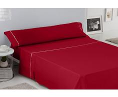 ES-Tela LIsos BiÃ©s 50/50Â âÂ Parure de draps Para cama de 150 cm, 3 piezas Bordeaux