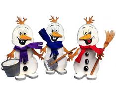 Petra S Bricolage-News 3 x Kit de Bricolage pour Bonhomme de Neige Snowy avec Seau et Pelle à Neige, Balai, Bois, Couleurs, 25 x 18 x 5 cm