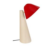 Tosel 90256 Lampe Bureau 1 Lumière, Bois/, E14, 40 W, Rouge, 25 x 42 cm