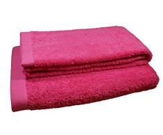 Pit-roig Calada Lot de 2 Serviettes en Coton Fuchsia, lavabo, Douche
