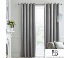 Laurence Llewelyn-Bowen Paire de Rideaux à Åillets en Velours, Argenté, 90 Width x 72 Drop (229 x 183cm)