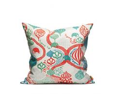Littlephant Coussin décoratif 50 cm x 50 cm Saga Forêt Blanc/Rouge 50 x 50 cm