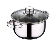 Wellberg Q3159 Casserole avec couvercle, Ã 16 x 9,5 (1,6 L), acier inoxydable